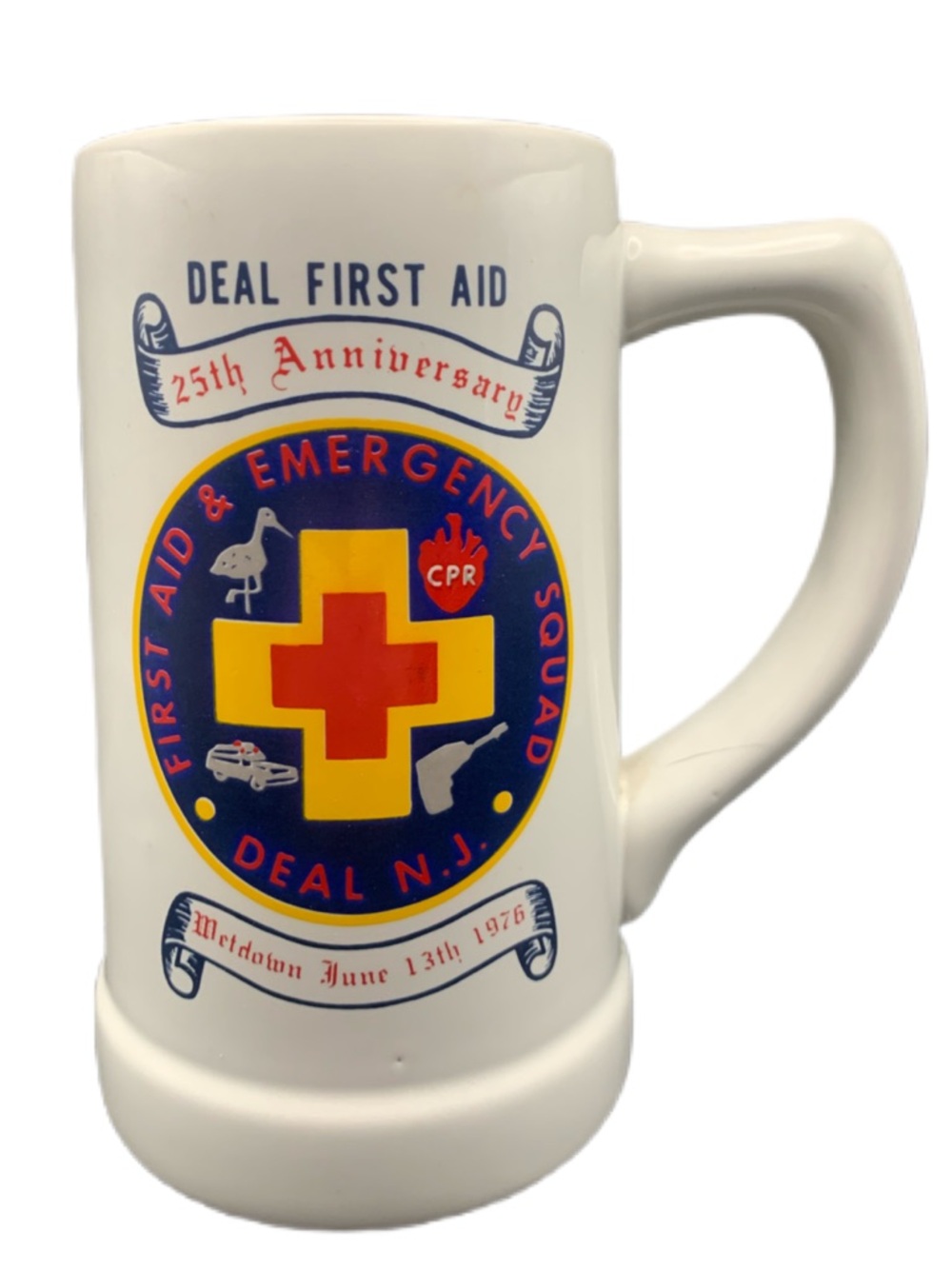 Vintage Deal NJ First Aid Emergency Squad Wetdown June 1976 Mug Stein Ceramarte